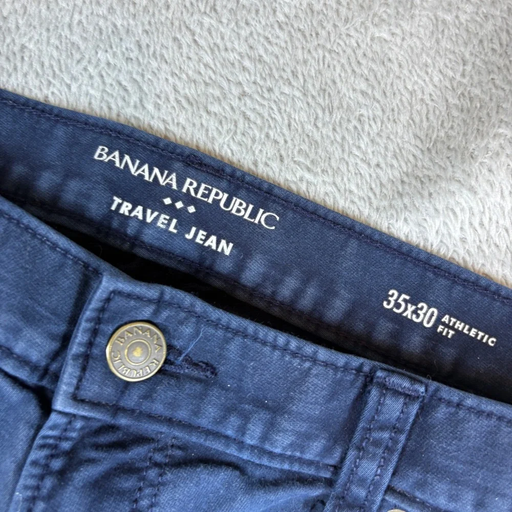 Banana Republic Jeans Mens 35x30 (Fits 35x28) Travel Jean Athletic Fit Navy Blue